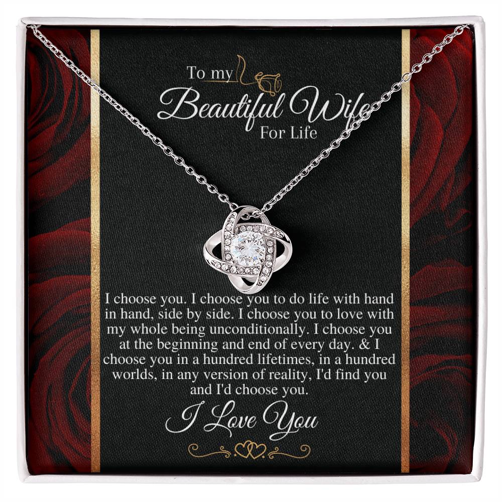 "I Choose You" Love Knot Necklace (Golden Roses Edition) - Gift For Her - To Wedding Anniversary, Valentine’s Day, Thank You Gift
