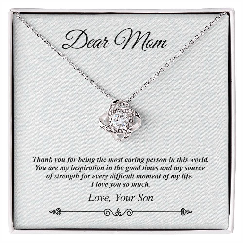 'Dear Mom' Jeweled Knot Necklace - the Most Caring Person in This World