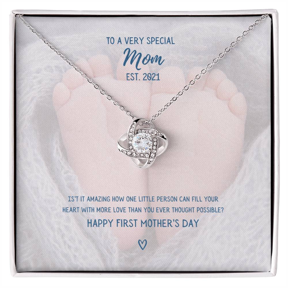 "To a Very Special Mom" - Mother's Day Love Knot Necklace -  Happy First Mother's Day