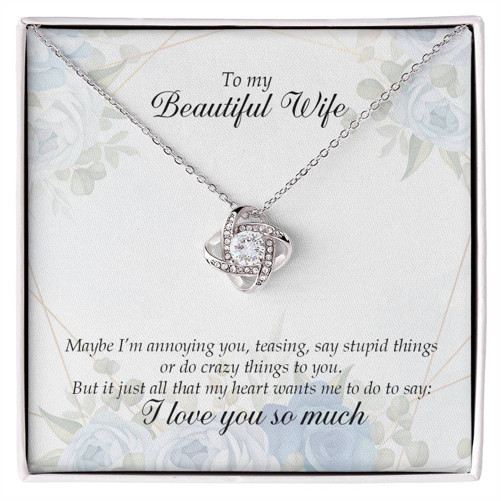 "My Beautiful Wife" Love Knot Necklace - Forever in My Heart - Gift My Wife