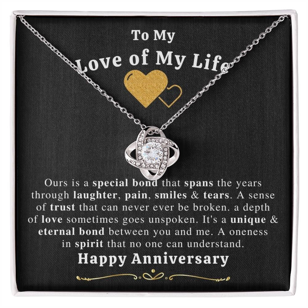 Gift for Love of My Life- Love Knot Necklace With Message Card