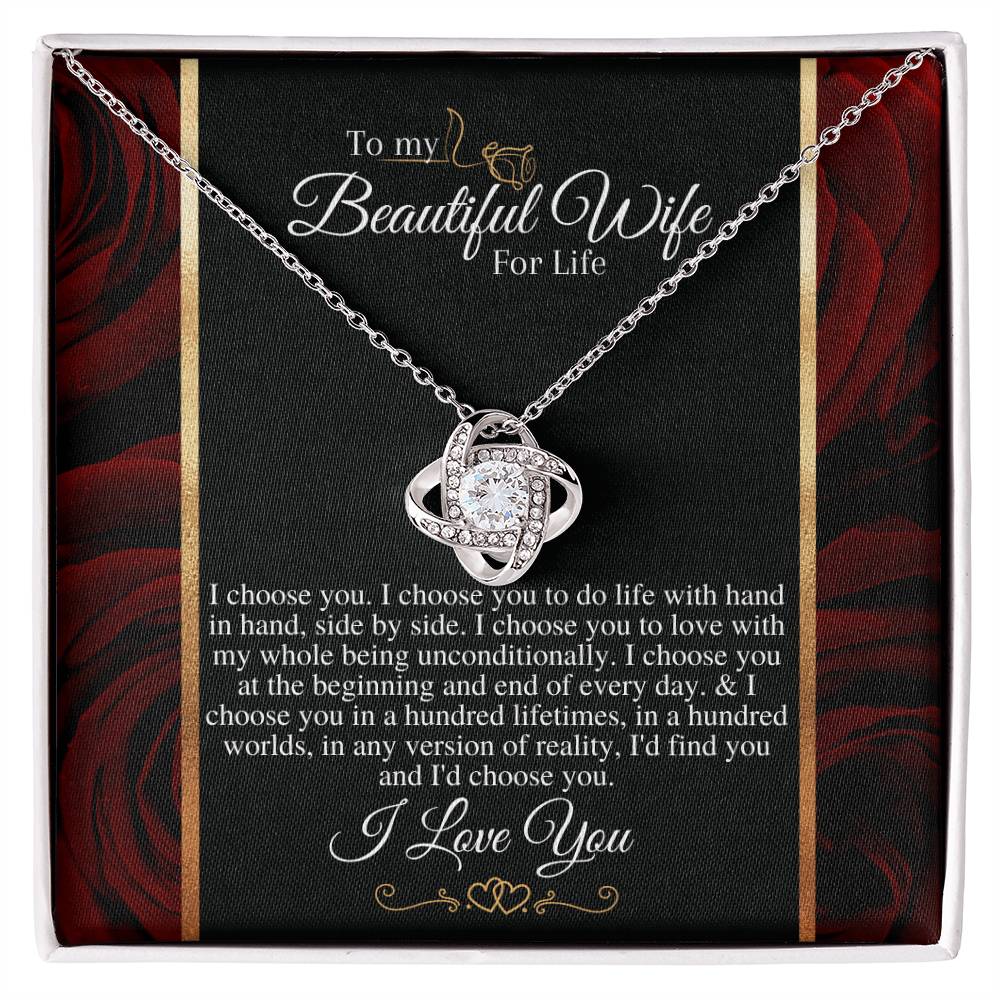"I Choose You" Love Knot Necklace (Roses Edition) - A Present To My Wife