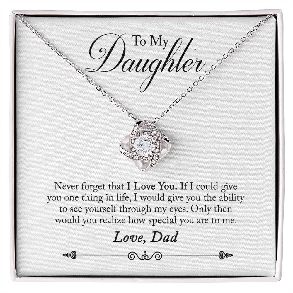 "To My Daughter" - Love Knot Necklace Gift Set - Never Forget That I Love You