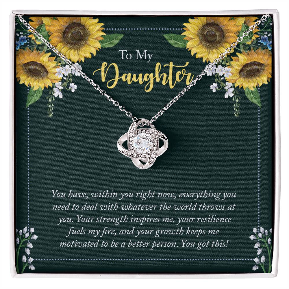 "A Gift for Daughter" From Mom/dad Love Knot Necklace - Your Strength
