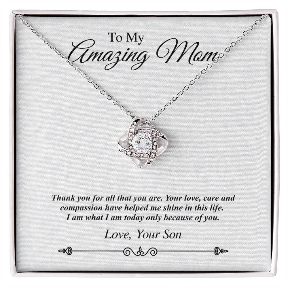 'To My Amazing Mom' Jeweled Knot Necklace - Thank You for All That You Are