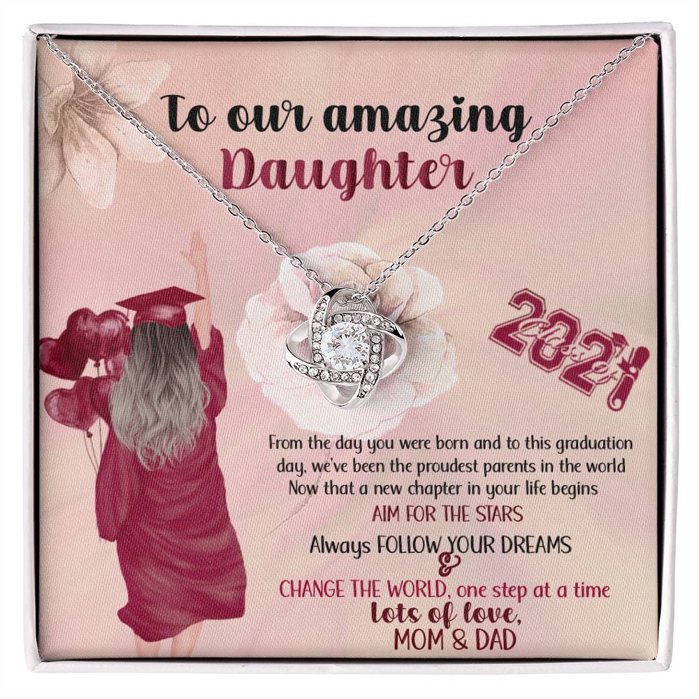 "To Our Amazing Daughter" Love Knot Necklace, Graduation Gift for Daughter