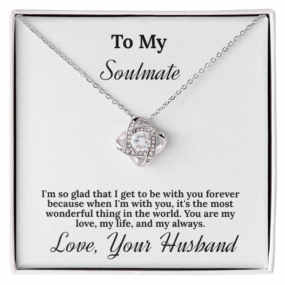 "To My Soulmate" Love Knot Necklace in White Gold - A Special Gift For My Girlfriend - Happy Anniversary