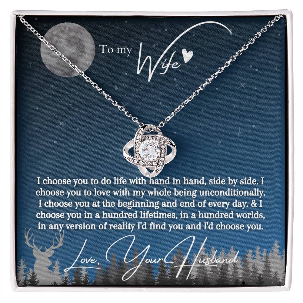 "I Choose You" Love Knot Necklace (Blue Starlight Edition)  -  To My Birthday, Wedding Anniversary