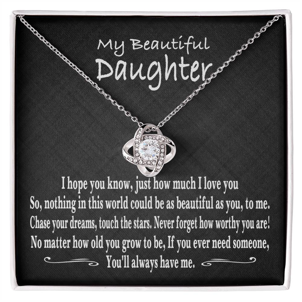 My Beautiful Daughter, From mom to daughter, From mum to daughter,Gift from parents, daughter Necklace, Love Knot Necklace from mum, Gift for my daughter, To my daughter Necklace, I love my daughter, forever my friend, Beautiful daughter Gift