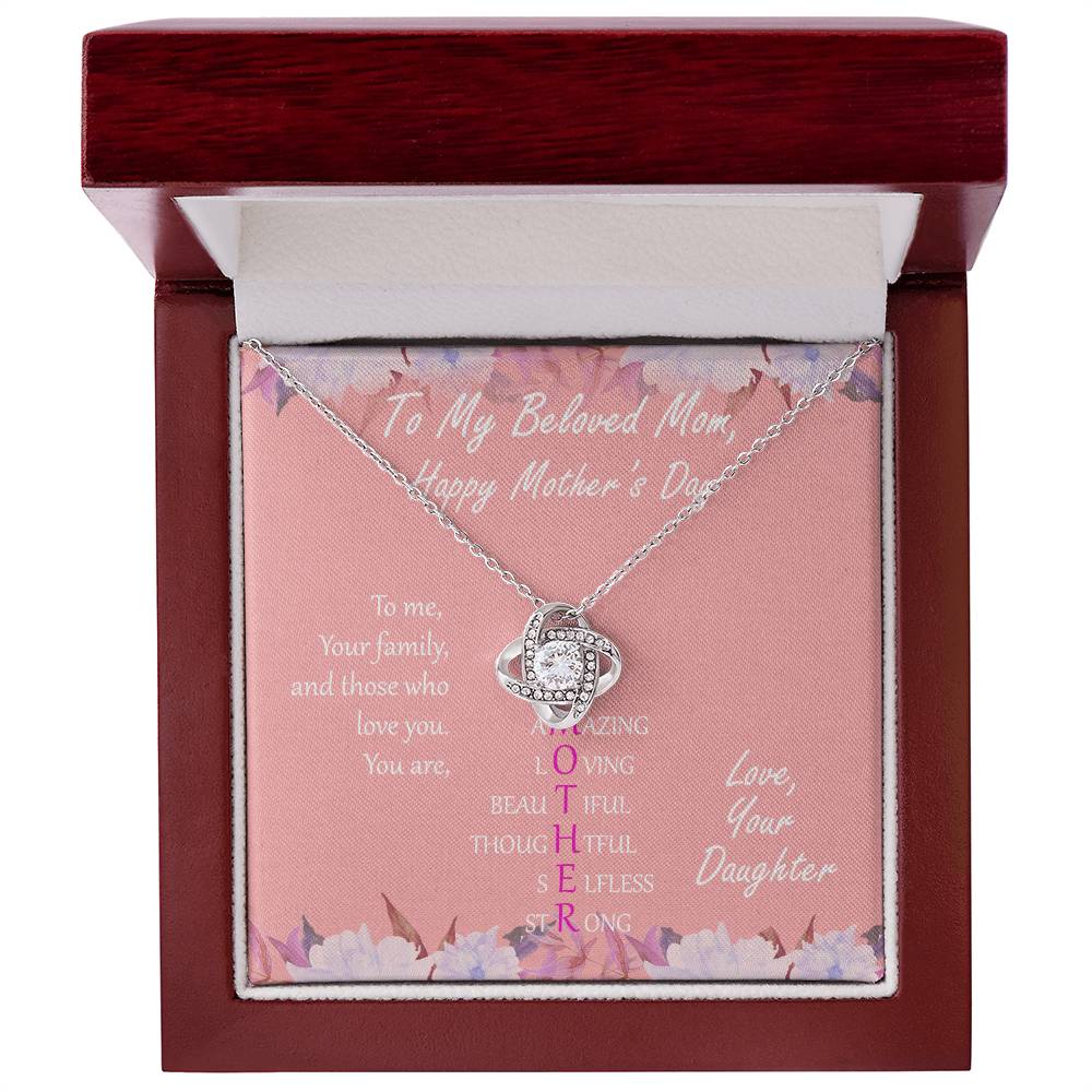 "Mother" - Mother's Day Gift Love Knot Necklace - Priceless Gift To My Mother
