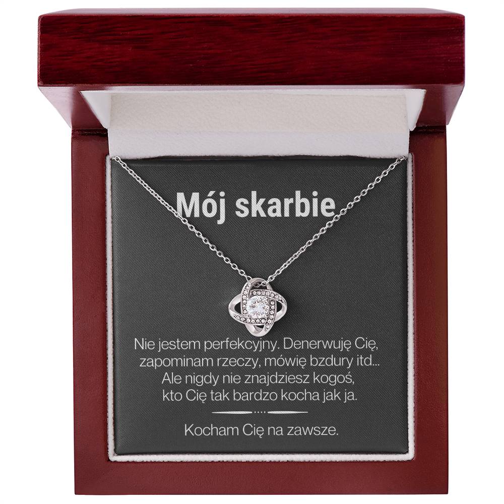 "Skarbie" Love Knot Necklace in Turkish | 14k White Gold Over Stainless Steel - To My Love – Happy Valentine’s Day