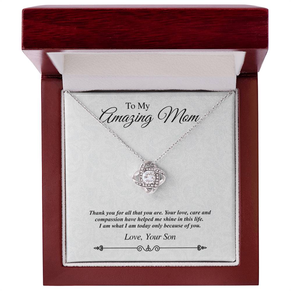 'To My Amazing Mom' Jeweled Knot Necklace - Thank You for All That You Are