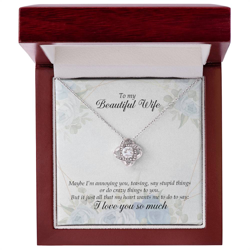 "My Beautiful Wife" Love Knot Necklace - Forever in My Heart - Gift My Wife