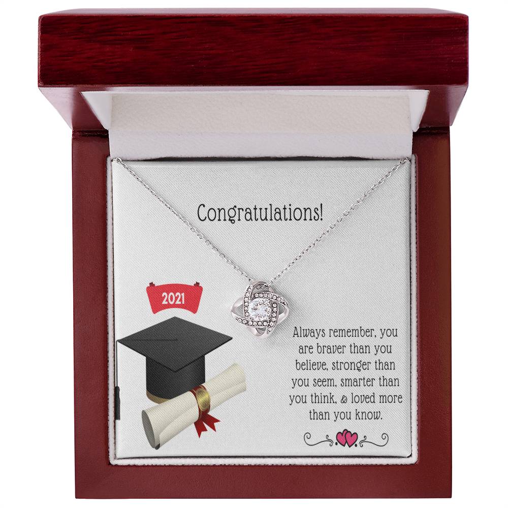 "A Graduation Gift - Love Knot Necklace" -"Always Rememberl" - To Graduation, Promotion