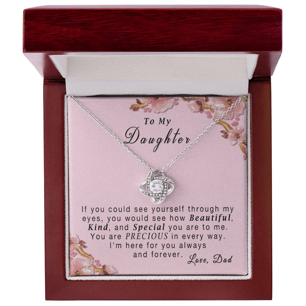 "To My Daughter, If You Could See.." Cubic Zirconia With 14k White Gold Finish Necklace