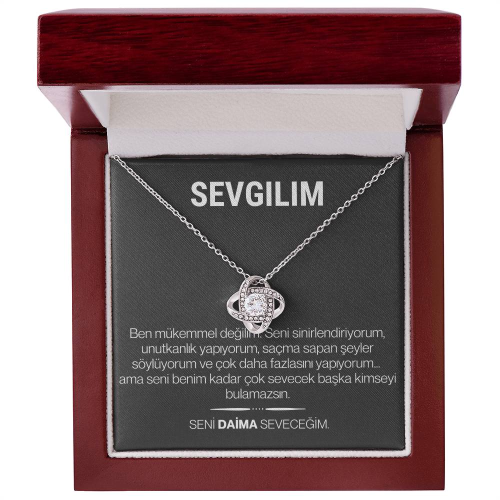 "Sevgilim" Love Knot Necklace in Turkish | 14k White Gold Over Stainless Steel - To My Soulmate – Happy Anniversary
