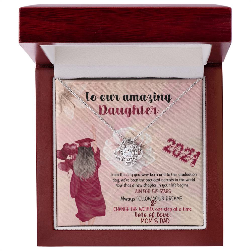 "To Our Amazing Daughter" Love Knot Necklace, Graduation Gift for Daughter
