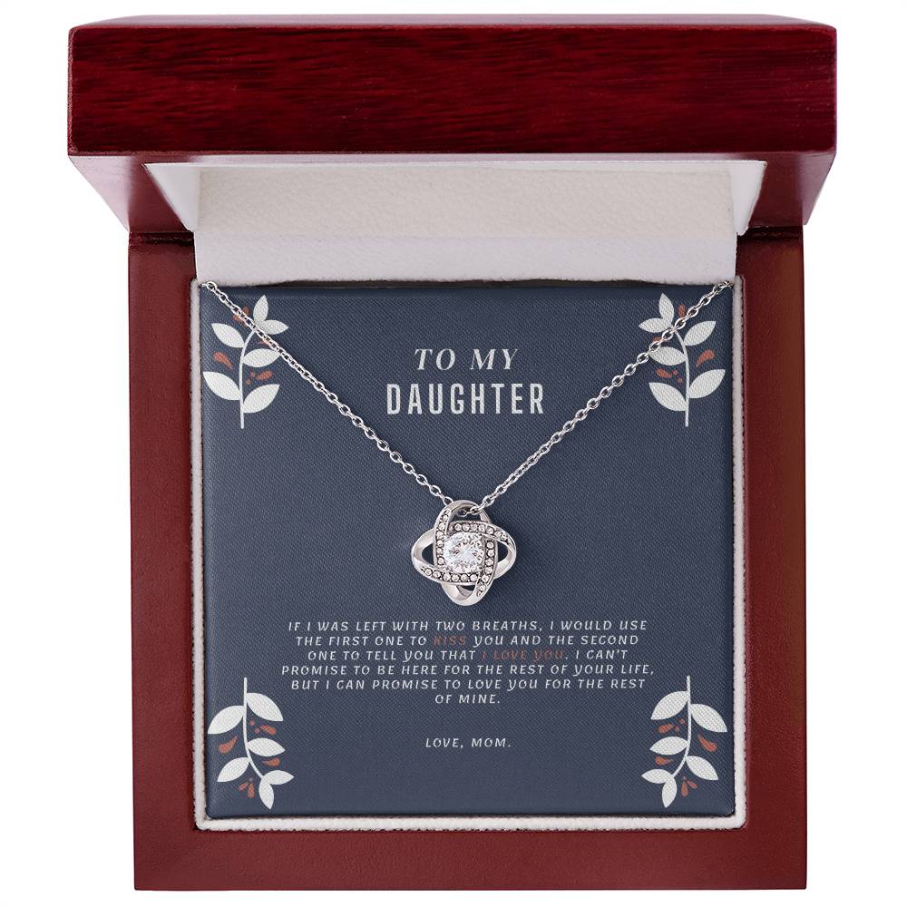 "To My Daughter, Love Mom" White Gold Necklace - To My Precious Daughter – Love Always, Mom