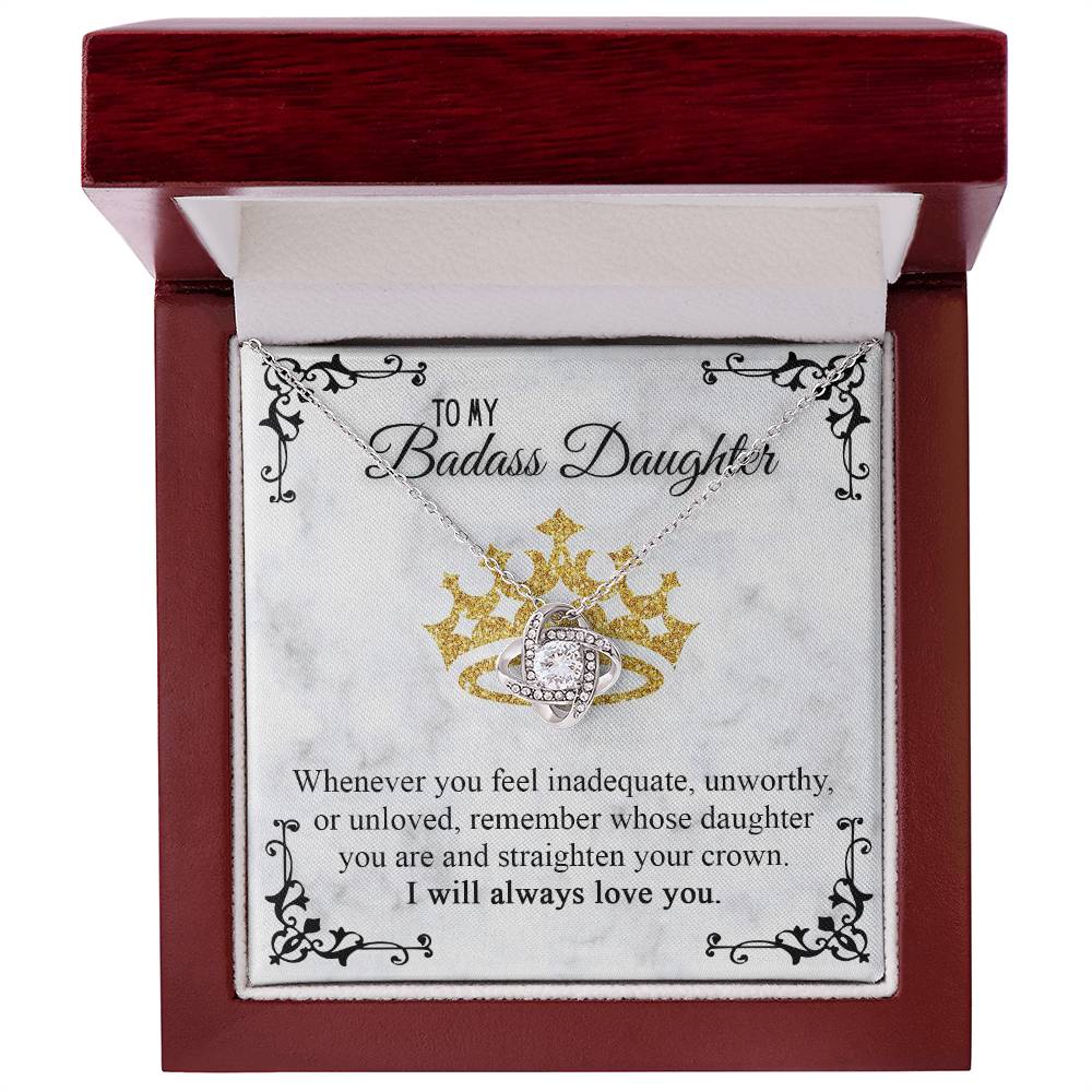 To My Badass Daughter - Straighten Your Crown Necklace, Gift for Daughter, Birthday Gift