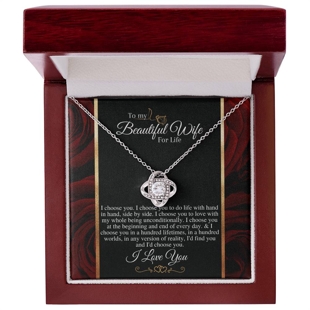 "I Choose You" Love Knot Necklace (Roses Edition) - A Present To My Wife