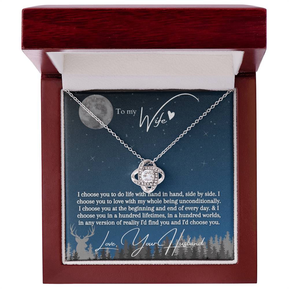 "I Choose You" Love Knot Necklace (Blue Starlight Edition)  -  To My Birthday, Wedding Anniversary