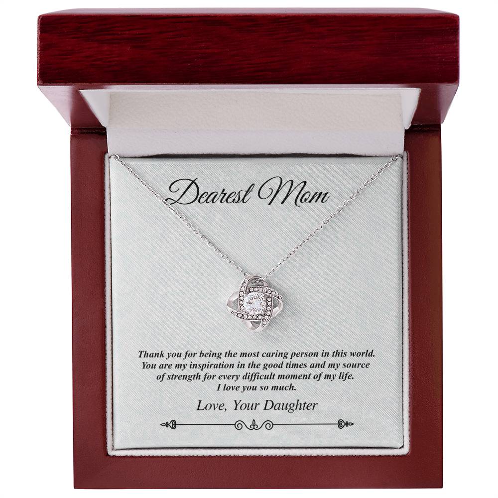 'Dearest Mom' Jeweled Knot - the Most Caring Person in This World