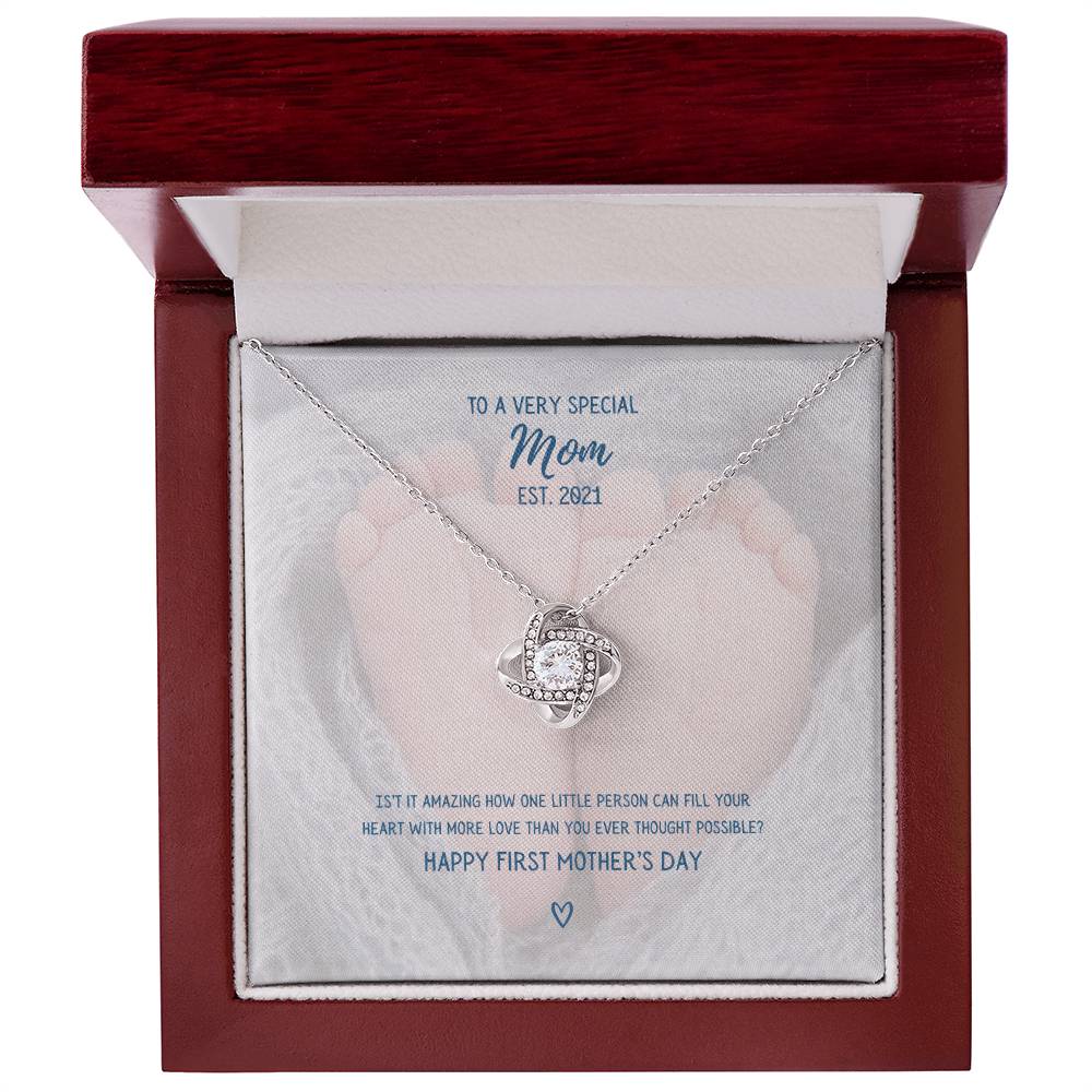 "To a Very Special Mom" - Mother's Day Love Knot Necklace -  Happy First Mother's Day