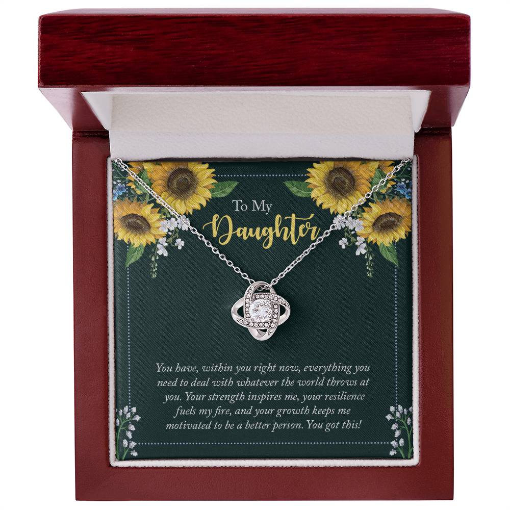 "A Gift for Daughter" From Mom/dad Love Knot Necklace - Your Strength