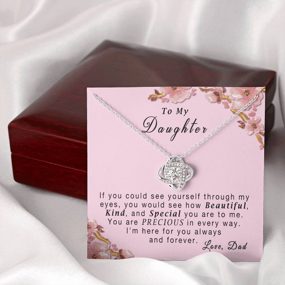 "To My Daughter, If You Could See.." Cubic Zirconia With 14k White Gold Finish Necklace