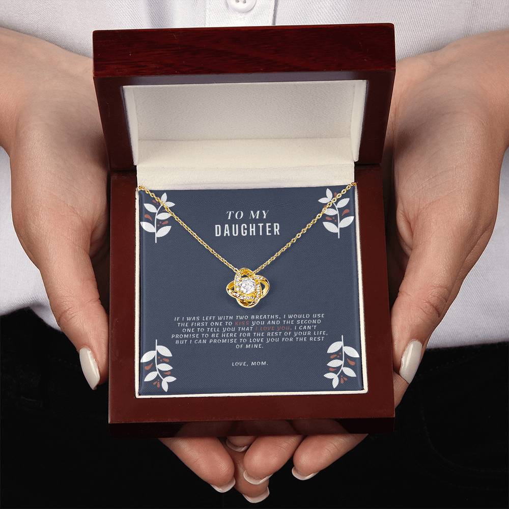 "To My Daughter, Love Mom" White Gold Necklace - To My Precious Daughter – Love Always, Mom