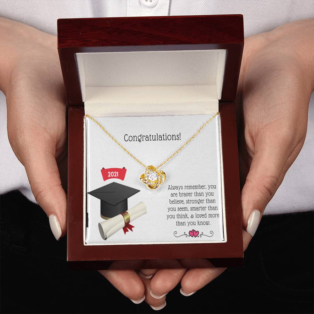 "A Graduation Gift - Love Knot Necklace" -"Always Rememberl" - To Graduation, Promotion