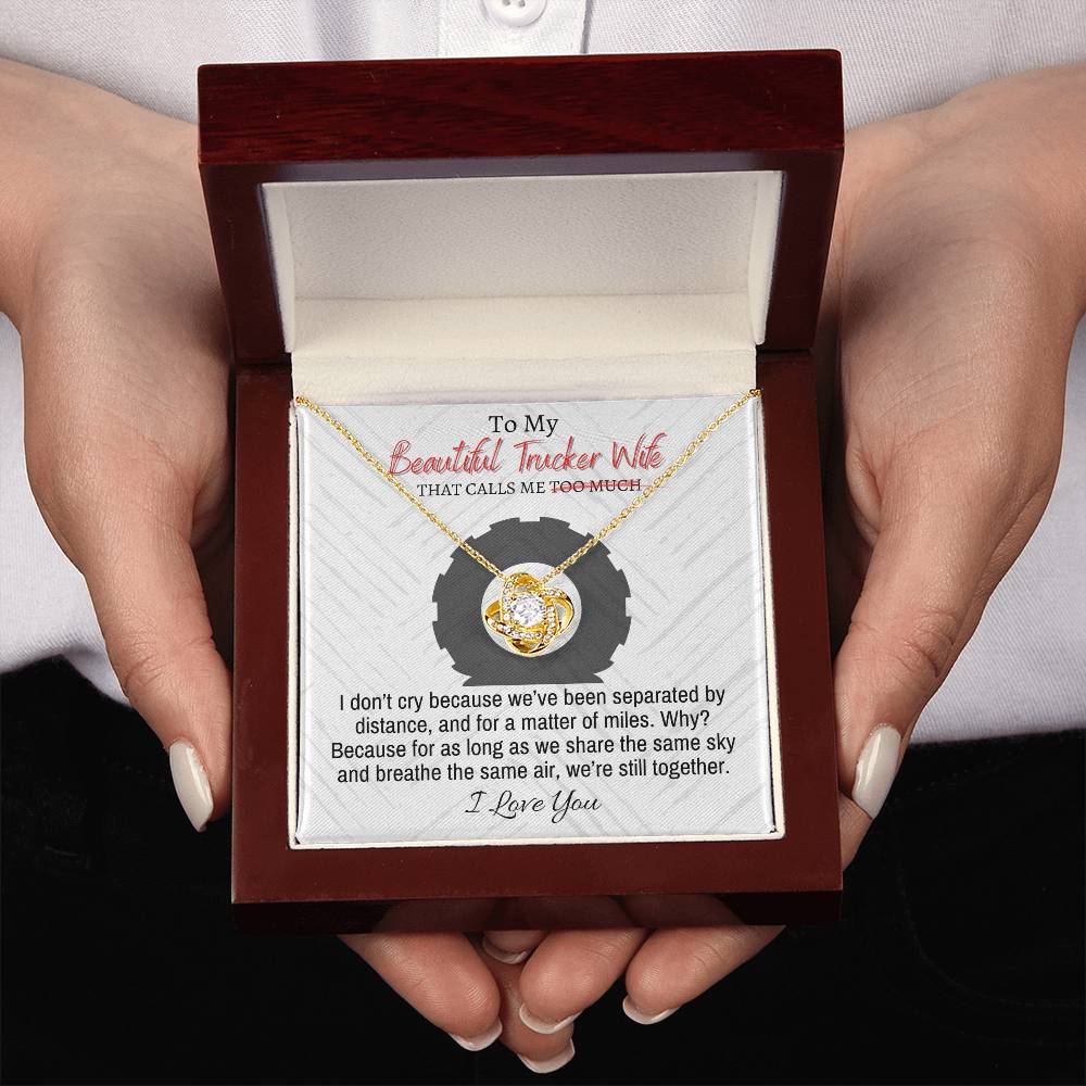 "Trucker Wife" Love Knot Necklace (Open Road Edition) - To My Beautiful Wife - Merry Christmas To My Wife