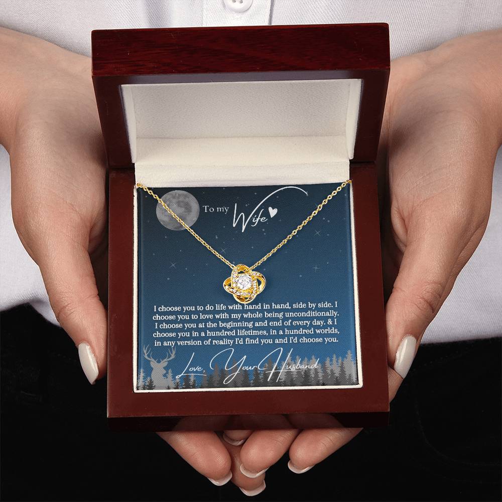 "I Choose You" Love Knot Necklace (Blue Starlight Edition)  -  To My Birthday, Wedding Anniversary