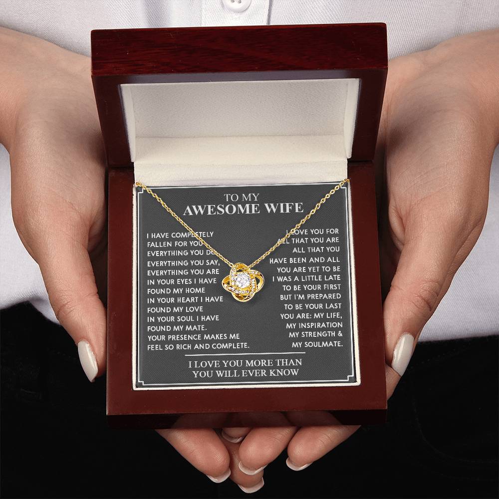 ALMOST SOLD OUT - To My Awesome Wife Love Knot Necklace
