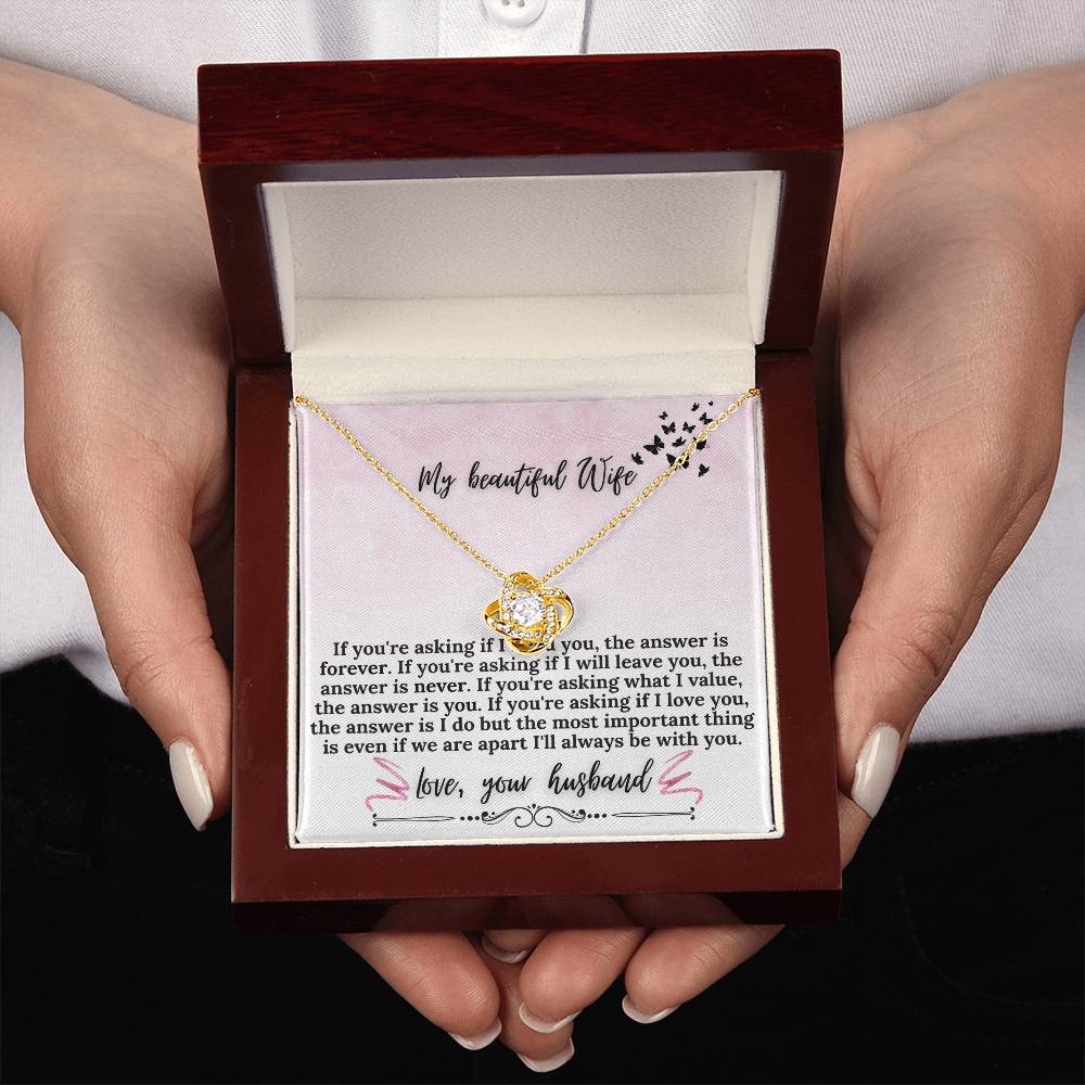 "If Your Asking" Love Knot Necklace (Pink & Butterflies Vertical Edition) -  A Meaningful Gift For Wife