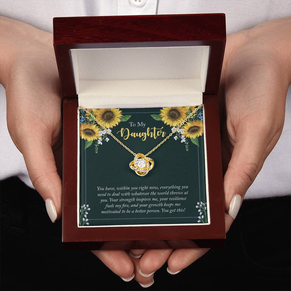 "A Gift for Daughter" From Mom/dad Love Knot Necklace - Your Strength