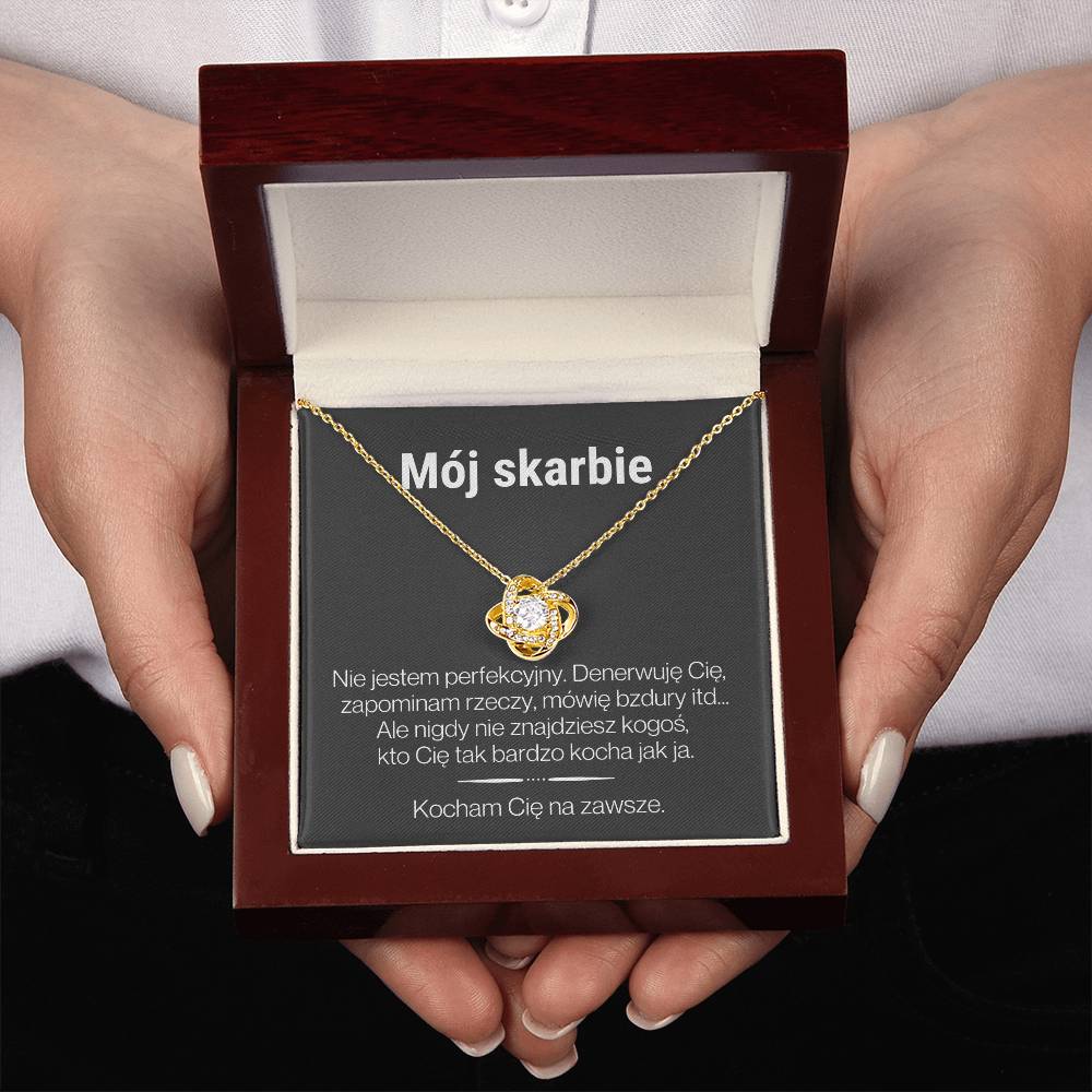 "Skarbie" Love Knot Necklace in Turkish | 14k White Gold Over Stainless Steel - To My Love – Happy Valentine’s Day