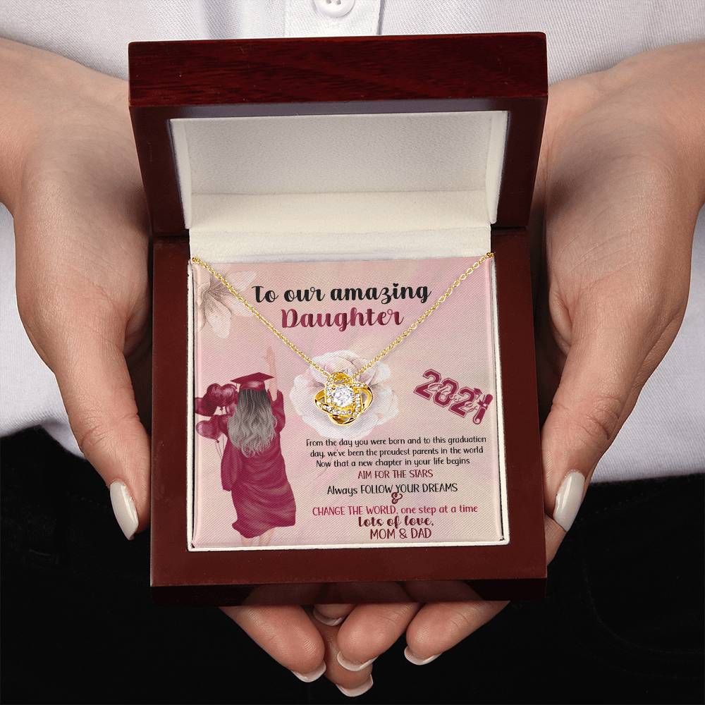 "To Our Amazing Daughter" Love Knot Necklace, Graduation Gift for Daughter