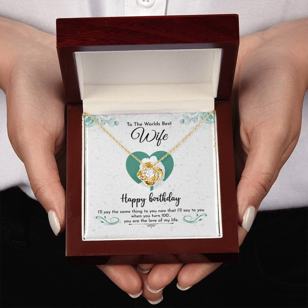 To The World's Best Wife Happy Birthday ☆ Wife Birthday gift from Husband ☆ Gift for wife From Husband ☆ Valentine Gift For Wife ☆ Anniversary Gift For Wife ☆ Couple Gift ideas ☆ Love Knot Necklace