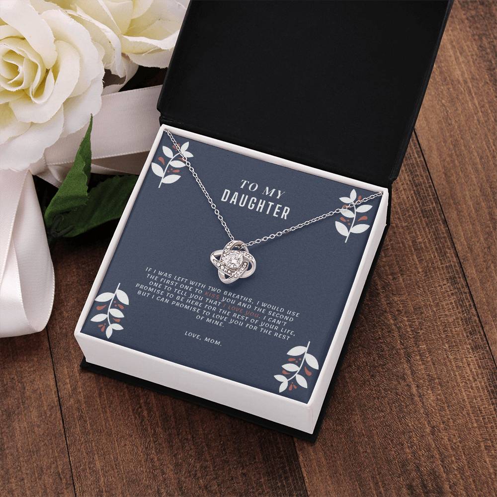 "To My Daughter, Love Mom" White Gold Necklace - To My Precious Daughter – Love Always, Mom