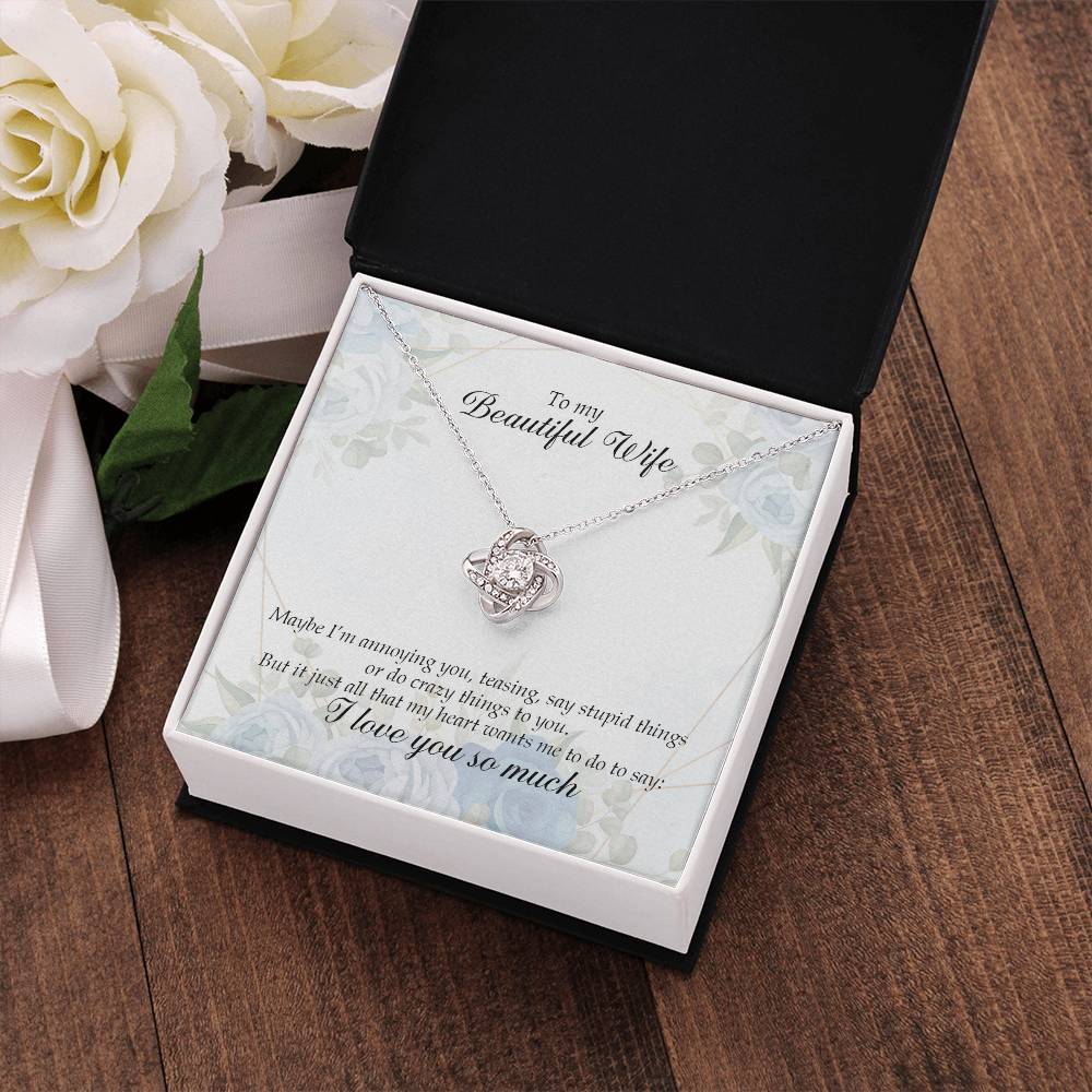 "My Beautiful Wife" Love Knot Necklace - Forever in My Heart - Gift My Wife