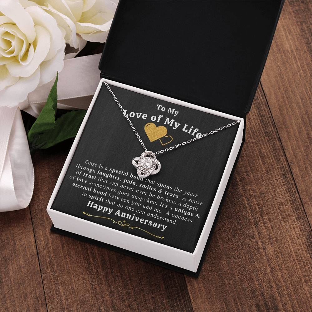Gift for Love of My Life- Love Knot Necklace With Message Card