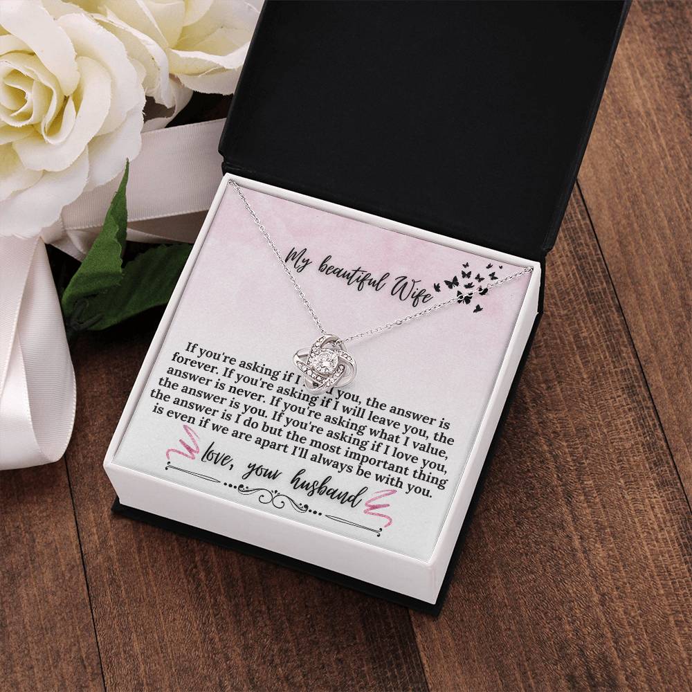 "If Your Asking" Love Knot Necklace (Pink & Butterflies Vertical Edition) -  A Meaningful Gift For Wife
