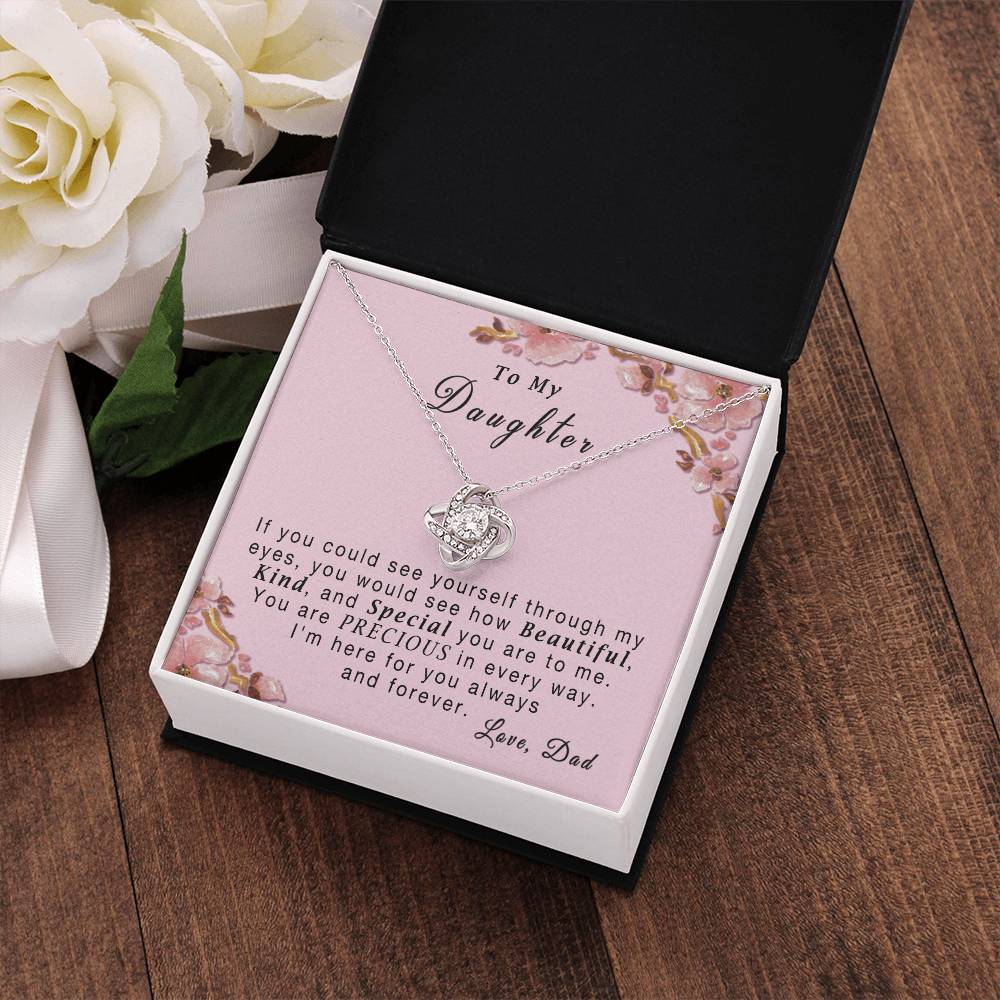 "To My Daughter, If You Could See.." Cubic Zirconia With 14k White Gold Finish Necklace
