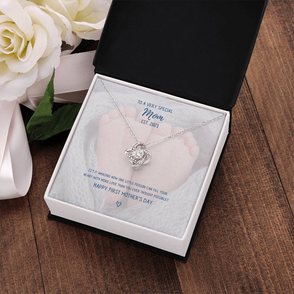 "To a Very Special Mom" - Mother's Day Love Knot Necklace -  Happy First Mother's Day