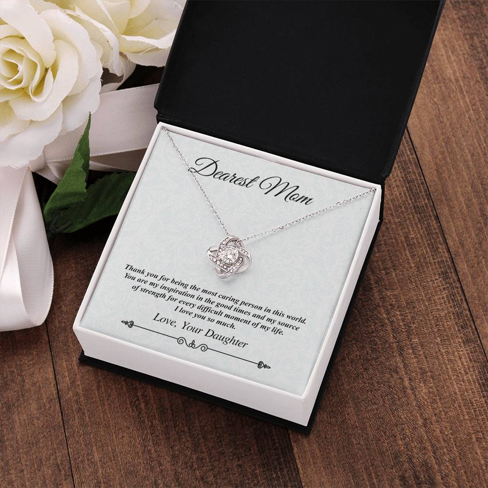 'Dearest Mom' Jeweled Knot - the Most Caring Person in This World