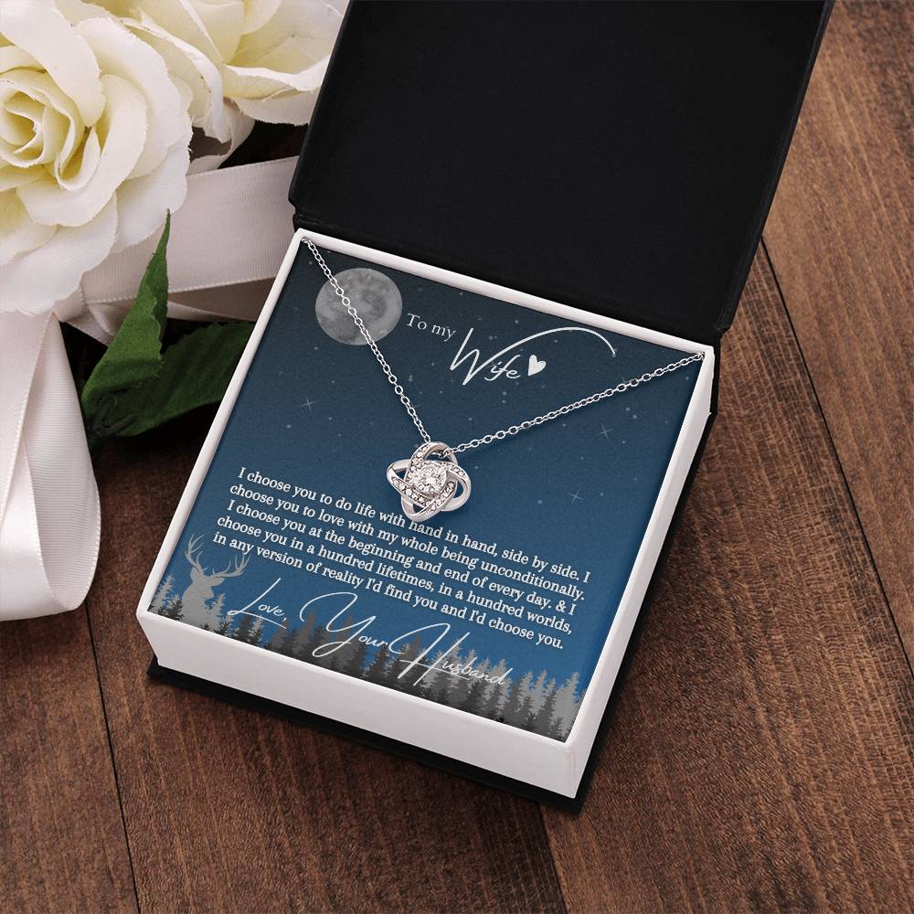 "I Choose You" Love Knot Necklace (Blue Starlight Edition)  -  To My Birthday, Wedding Anniversary