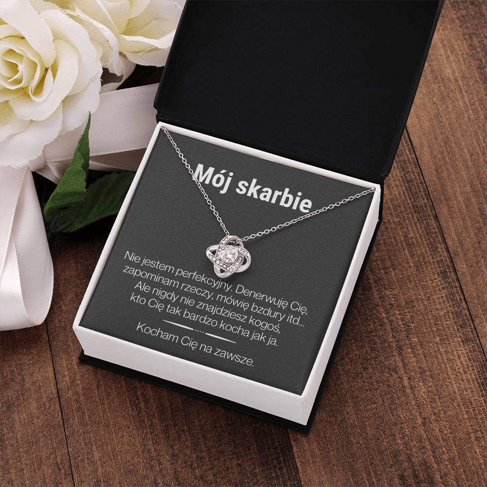 "Skarbie" Love Knot Necklace in Turkish | 14k White Gold Over Stainless Steel - To My Love – Happy Valentine’s Day