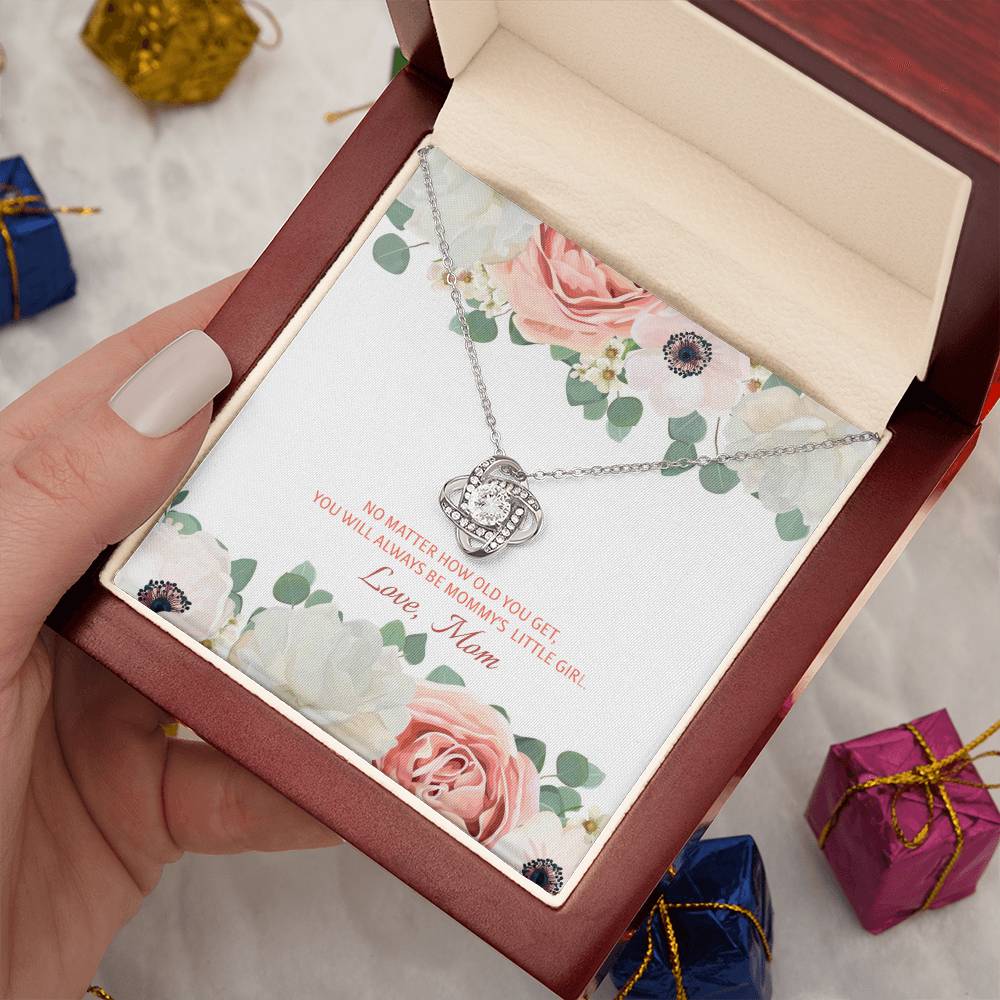 You Will Always Be Mommy's Little Girl | Stunning Artisan Crafted 14k White Gold Love Knot Necklace