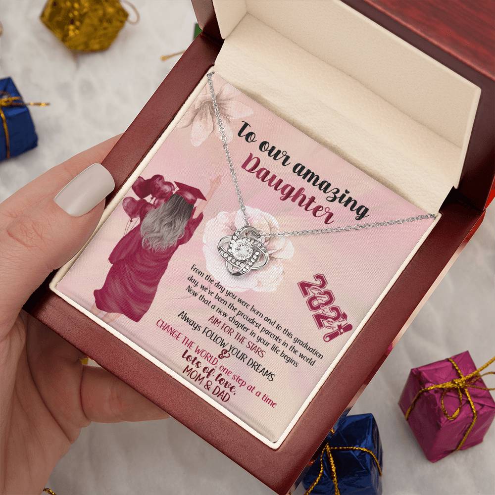 "To Our Amazing Daughter" Love Knot Necklace, Graduation Gift for Daughter